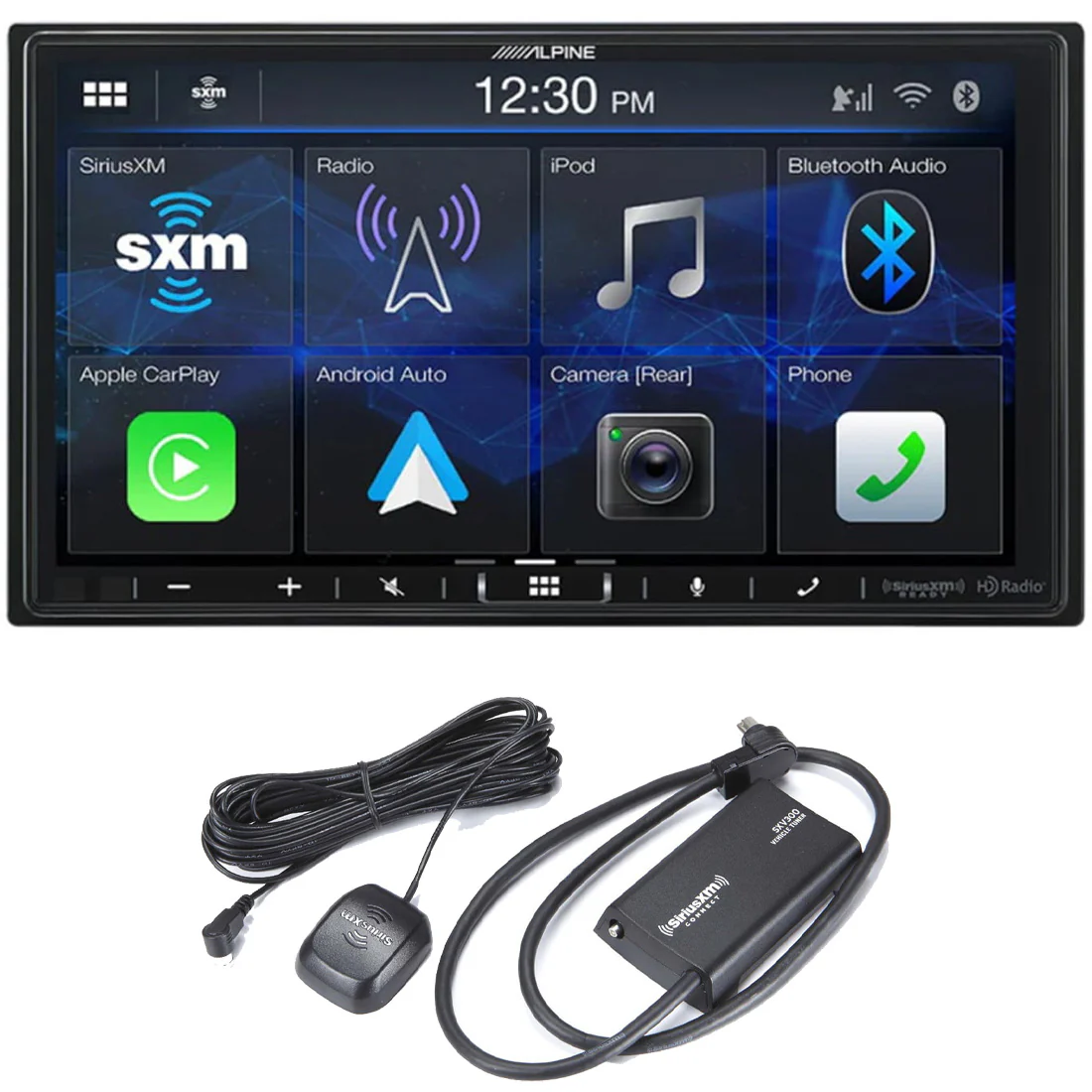 Alpine ILX-407 Double-Din 7" Digital Multimedia Car Receiver | SiriusXM SXV300V1C Connect Vehicle Tuner Bundle