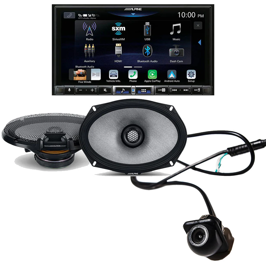Alpine ILX-507 Digital Multimedia Receiver | Alpine R2-S69 6x9" Speaker Set | EchoMaster RVC 5721 Backup Camera - Bundle