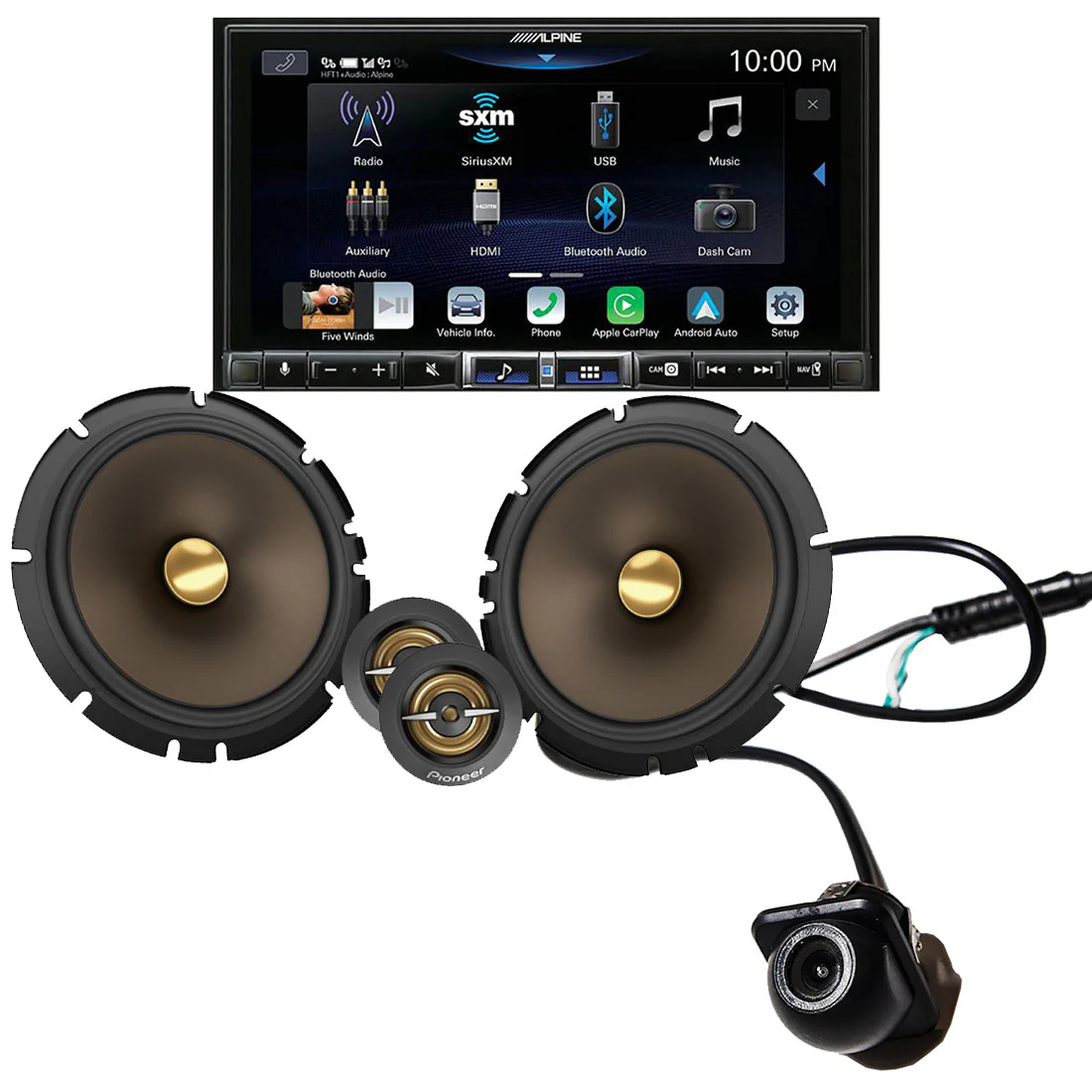 Alpine ILX-507 Digital Multimedia Receiver | Pioneer TS-A653CH 6.5" Speaker System | EchoMaster RVC 5721 Backup Camera - Bundle