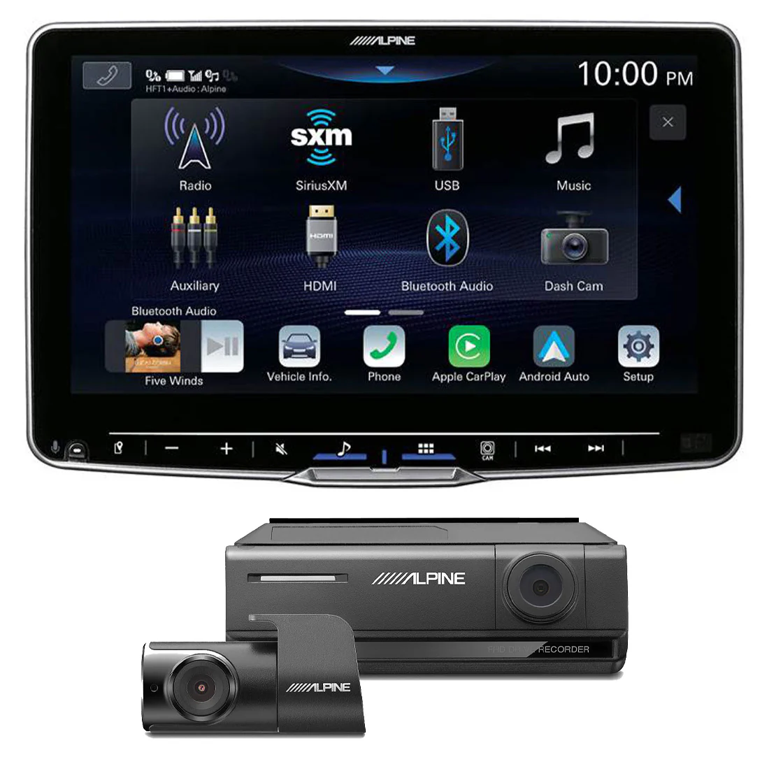 Alpine ILX-F509 Halo9 9" Touchscreen Digital Multimedia Receiver | DVR-C320R HD Dash Cam and Rear-View Cam - Bundle