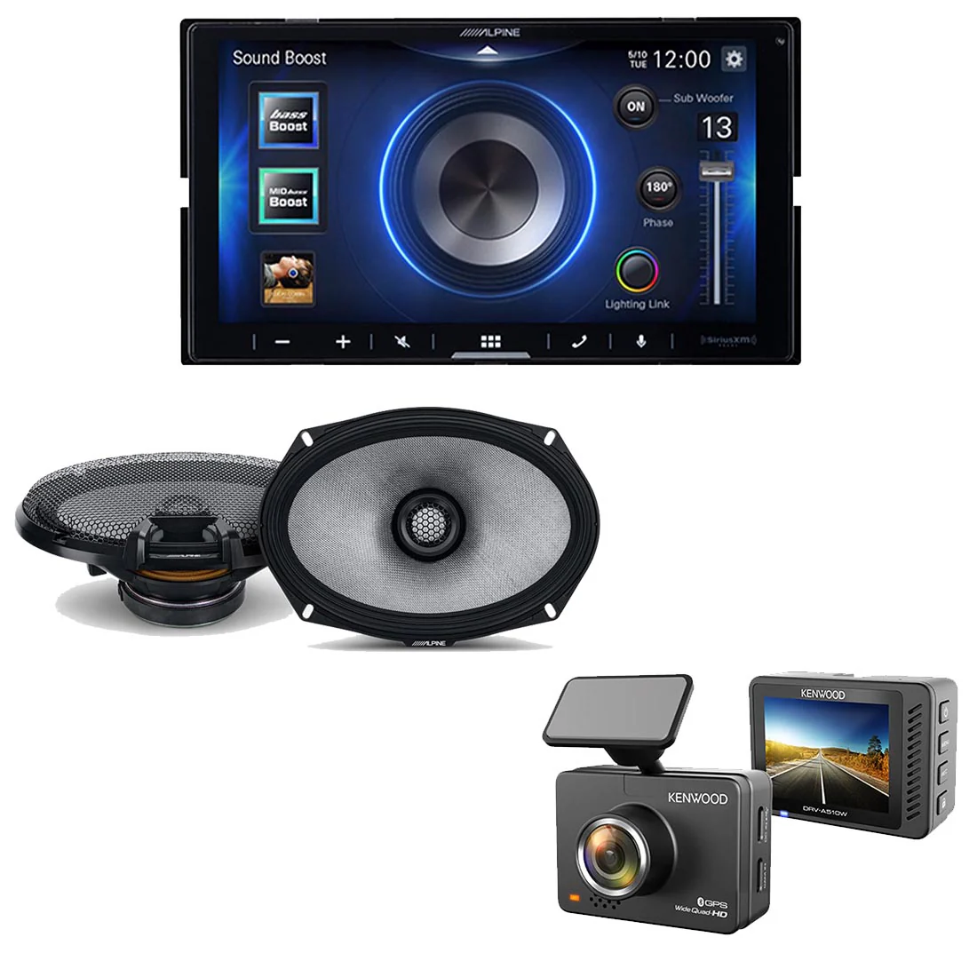 Alpine iLX-W670 Digital Multimedia Receiver | R2-S69 6x9" Speakers | Kenwood DRV-A510W HD Dash Cam - Bundle