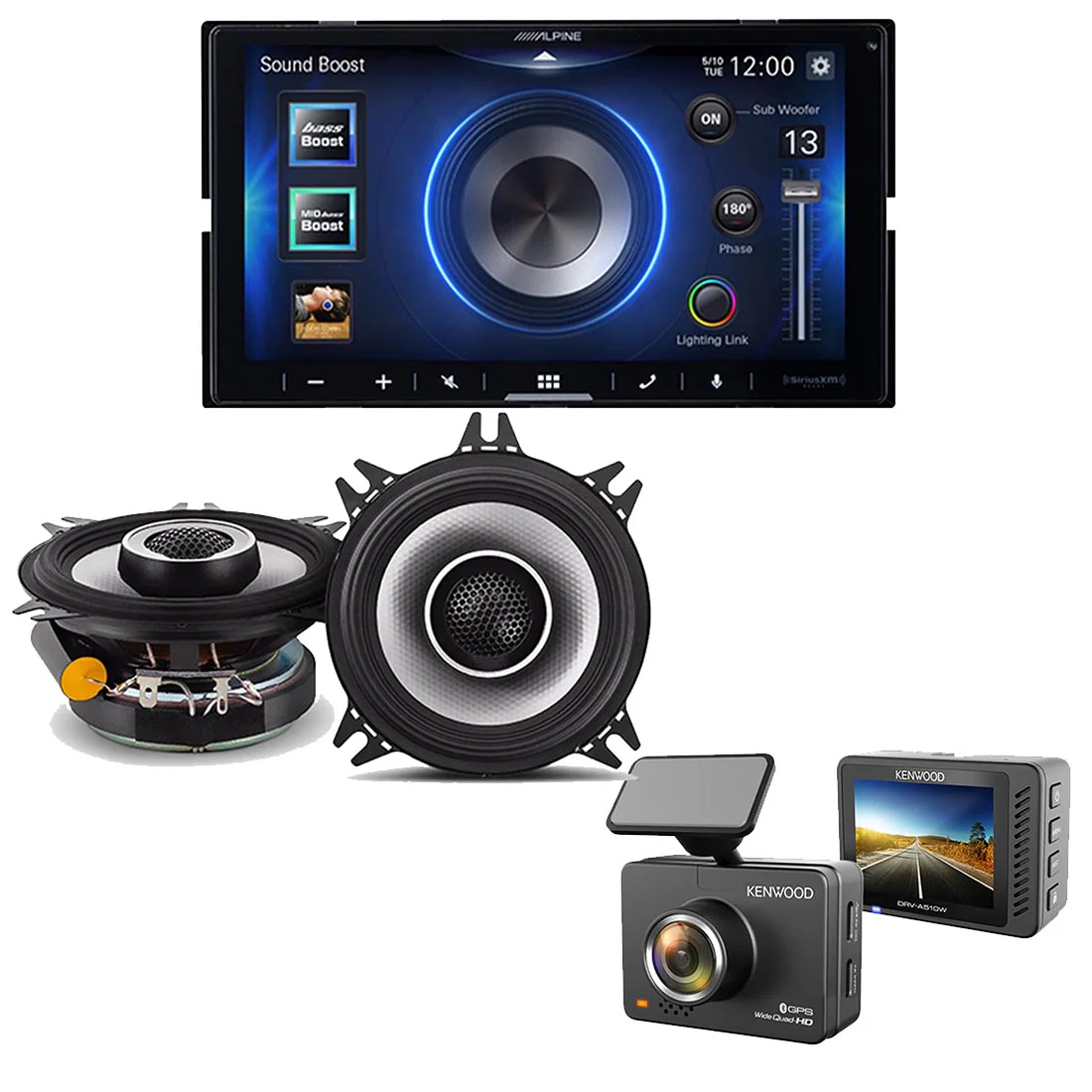 Alpine iLX-W670 Digital Multimedia Receiver | S2-S40 4" Speakers | Kenwood DRV-A510W HD Dash Cam - Bundle