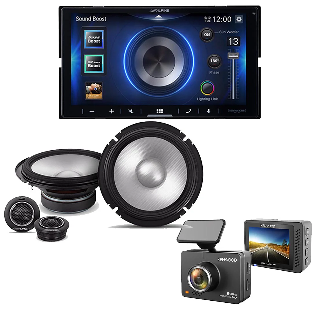 Alpine iLX-W670 Digital Multimedia Receiver | S2-S65C 6.5" Speaker System | Kenwood DRV-A510W HD Dash Cam - Bundle
