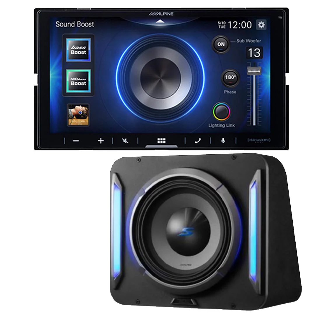 Alpine iLX-W670 Digital Multimedia Receiver | S2-SB12 Preloaded Subwoofer Wedge Enclosure - Bundle