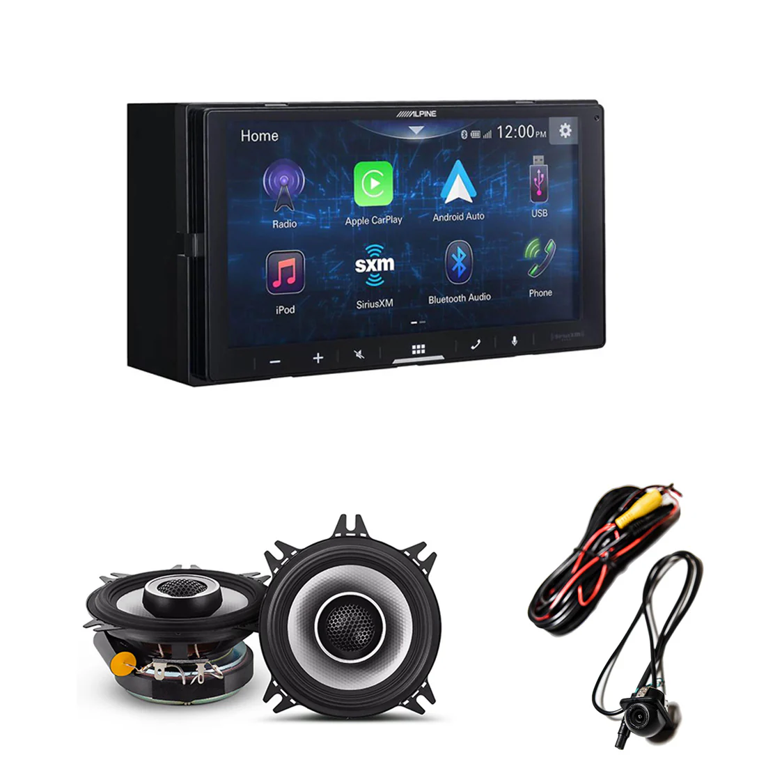Alpine iLX-W670 Digital Multimedia Receiver | EchoMaster RVC 5721 Backup Camera | Alpine S2-S40 Car Speakers - Bundle
