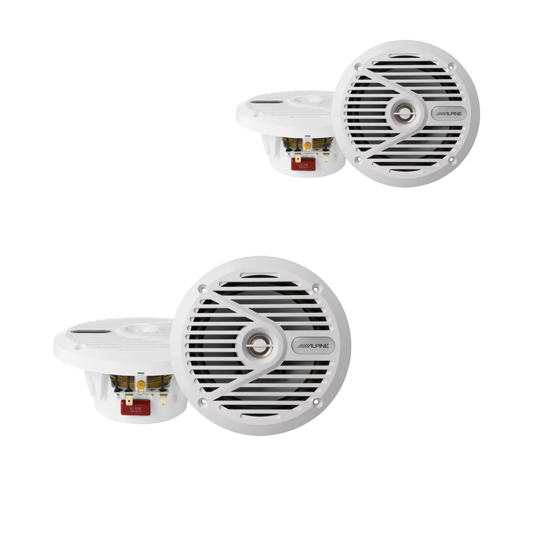 Alpine SPS-M601W 6.5" Coaxial 2-Way Marine Speaker - White (Set Of 2) - Bundle