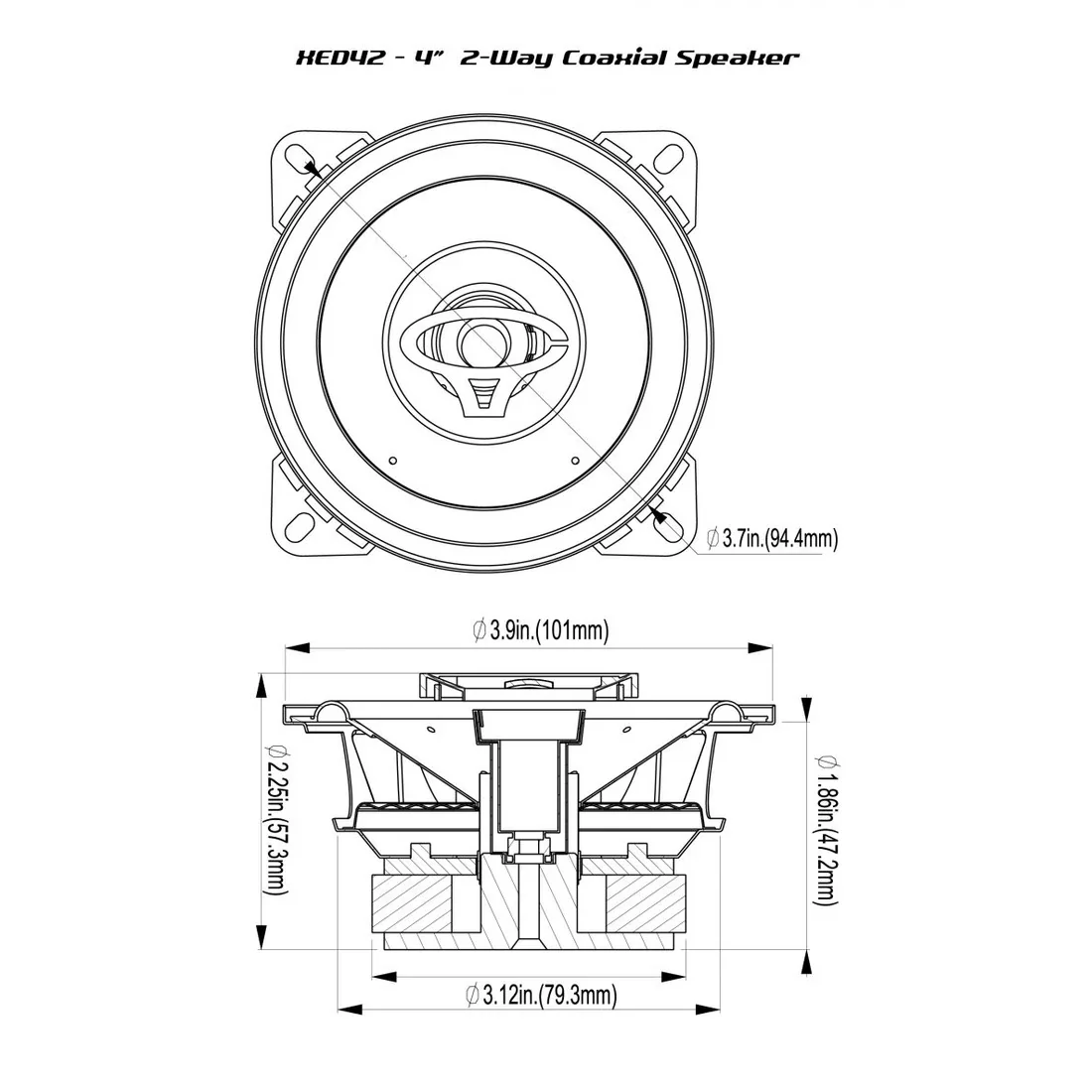 Cerwin Vega XED42 4" 20W RMS 4 Ohm 2-Way Coaxial Speakers - Pair (XED42) - Image 4