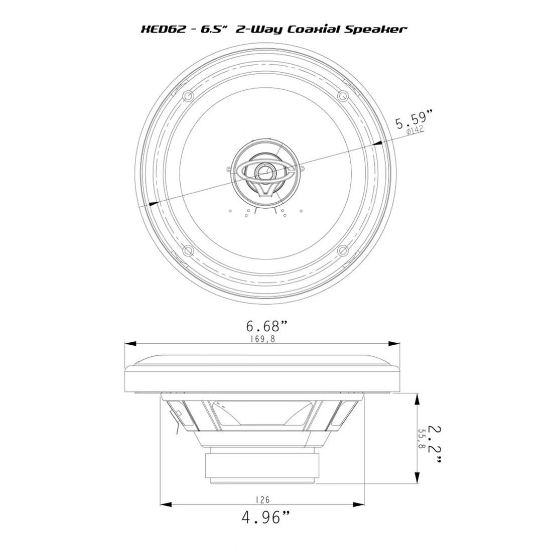 Cerwin Vega XED62 6.5" 35W RMS 4 Ohm 2-Way Coaxial Speakers - Pair (XED62) - Image 4