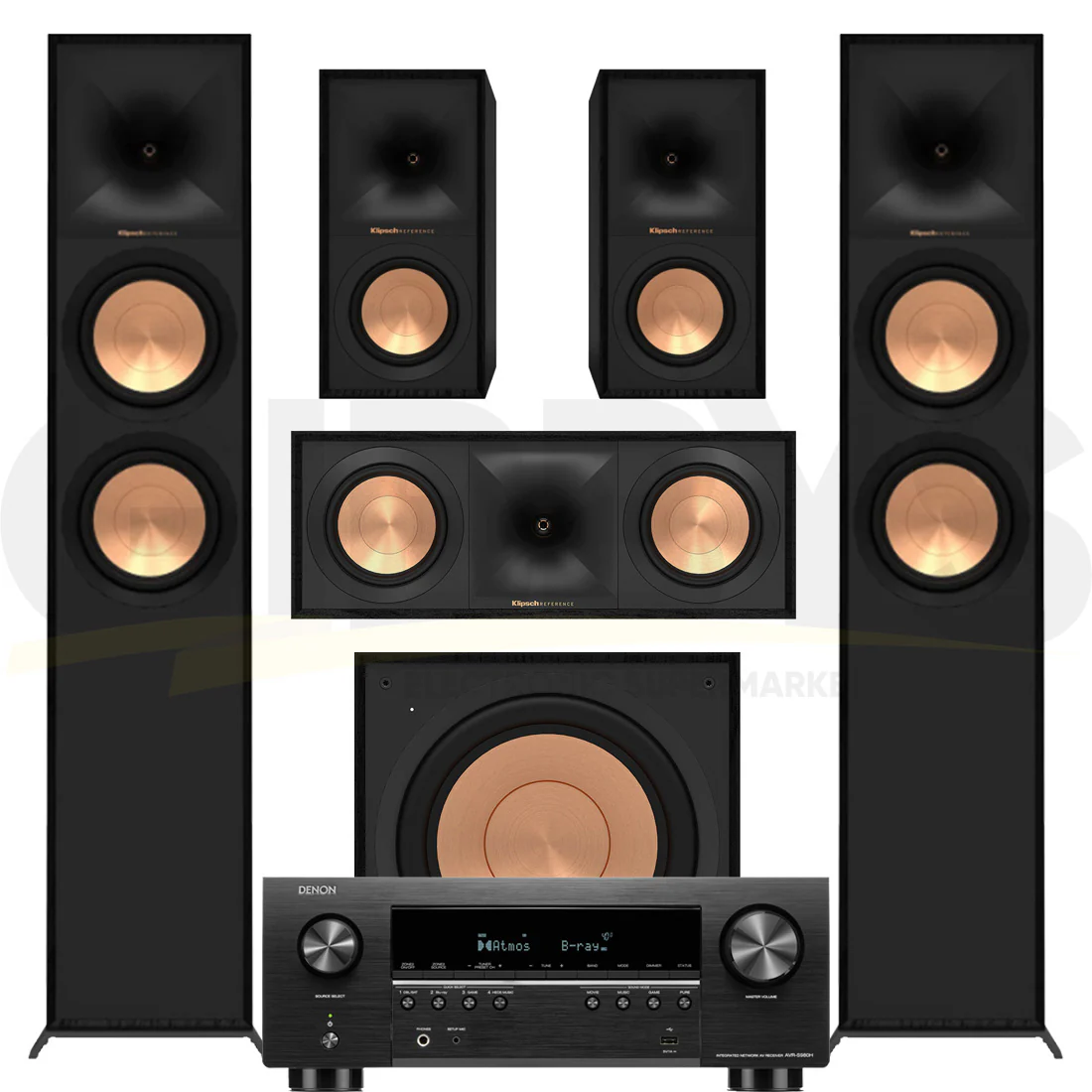 Denon AVR-S980H 7.2 Ch. AV Receiver | Klipsch R-600FB Reference 5.1 Speaker Bundle #1