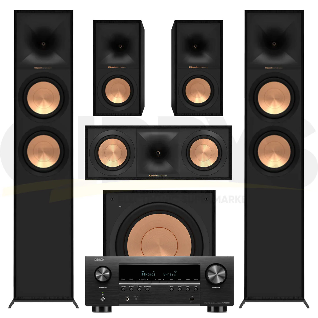 Denon AVR-S980H 7.2 Ch. AV Receiver | Klipsch R-800FB Reference 5.1 Speaker Bundle #1