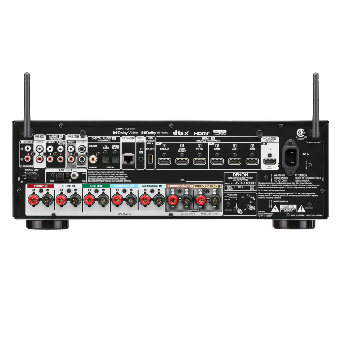 Denon AVR-X1800H 7.2-Channel 8K AV Receiver with HEOS (AVRX1800H) - Image 4