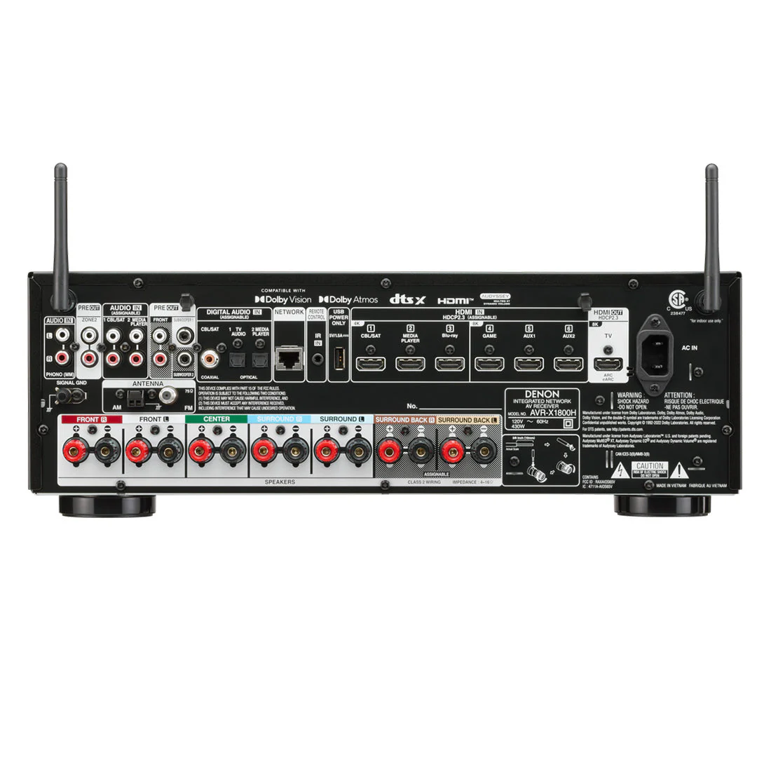 Denon AVR-X1800H 7.2 Channel Receiver | Home 250 Speaker Bundle - Image 6
