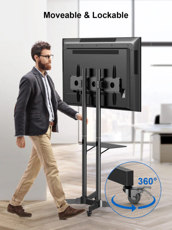 ErgoAV BETCL1-01B Cart for TVs 40" to 75" with Height Adjust (BETCL101B) - Image 2