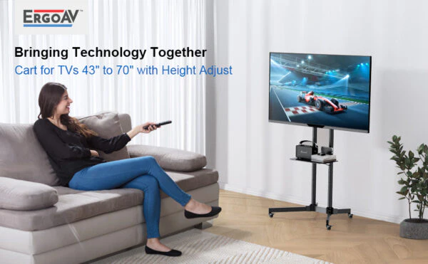 ErgoAV BETCL1-01B Cart for TVs 40" to 75" with Height Adjust (BETCL101B) - Image 7