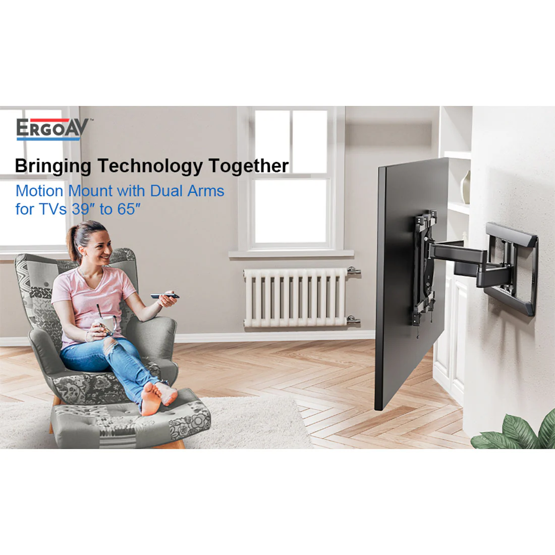 ErgoAV ERMMM6-01B Motion Mount with Dual Arms for TVs 39" to 65" (ERMMM601B) - Image 3