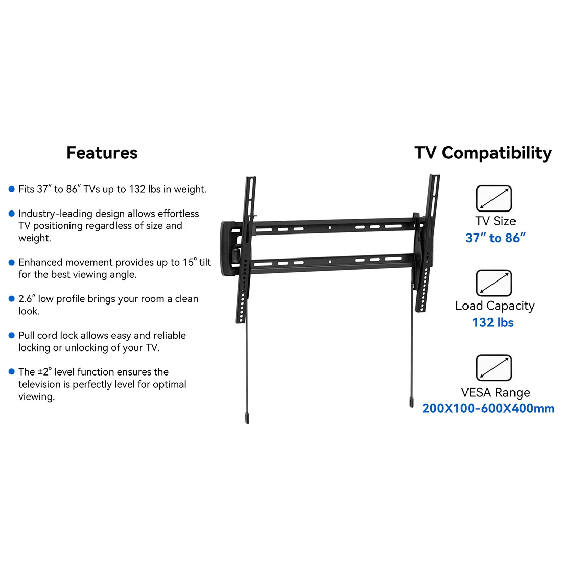 ErgoAV ERMTL6-01B Large Tilt TV Mount 37"-86" TVs (ERMTL601B) - Image 6