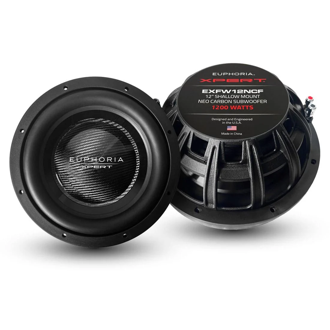Euphoria XPERT EXFW12NCF 12" NEO Carbon Fiber Shallow Mount Subwoofer (EXFW12NCF)