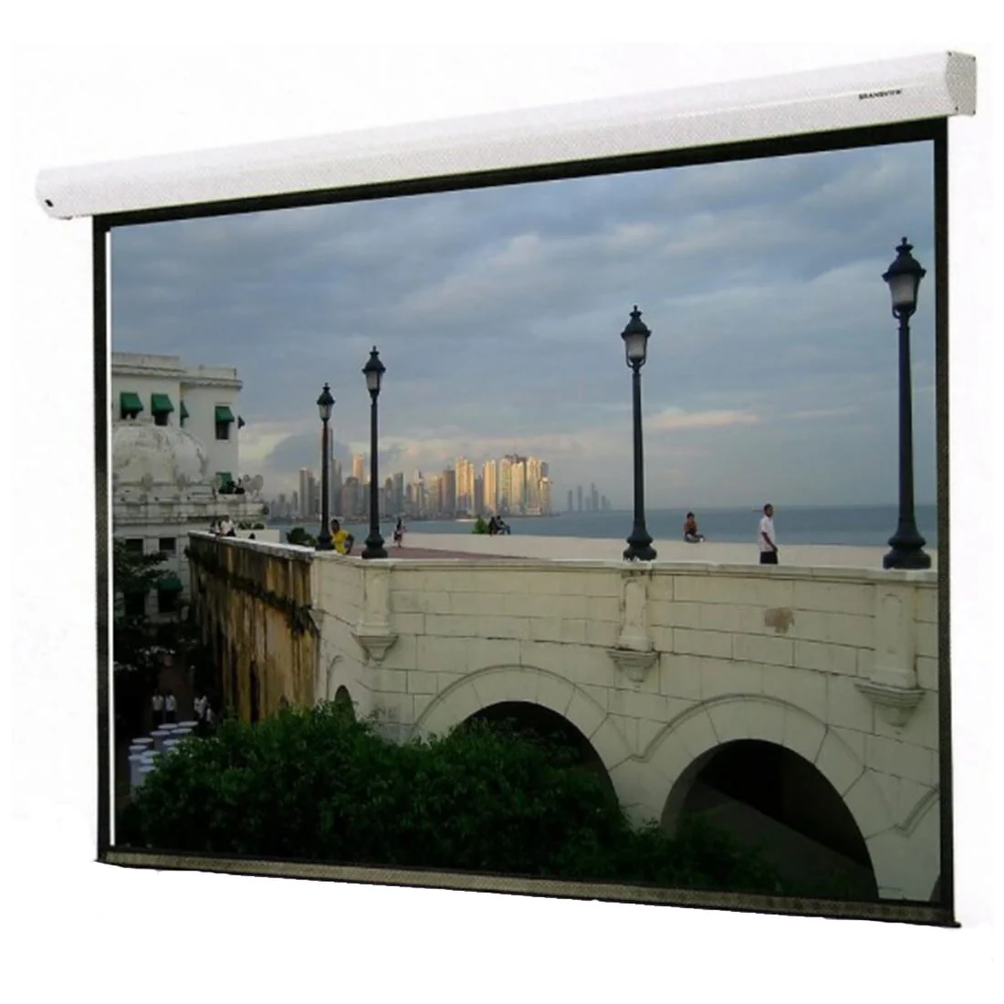 Grandview CB-P120 SR 120" Manual Pull-Down Projector Screen – White (CBP 120) - Image 2