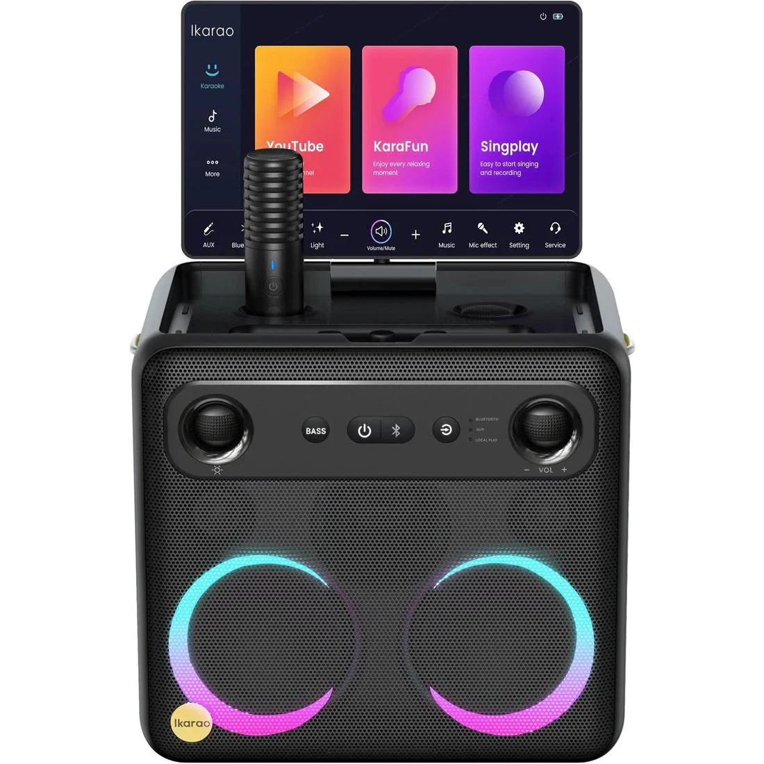 Ikarao Break X2 10.1" Touchscreen Karaoke Machine With Wireless Mics
