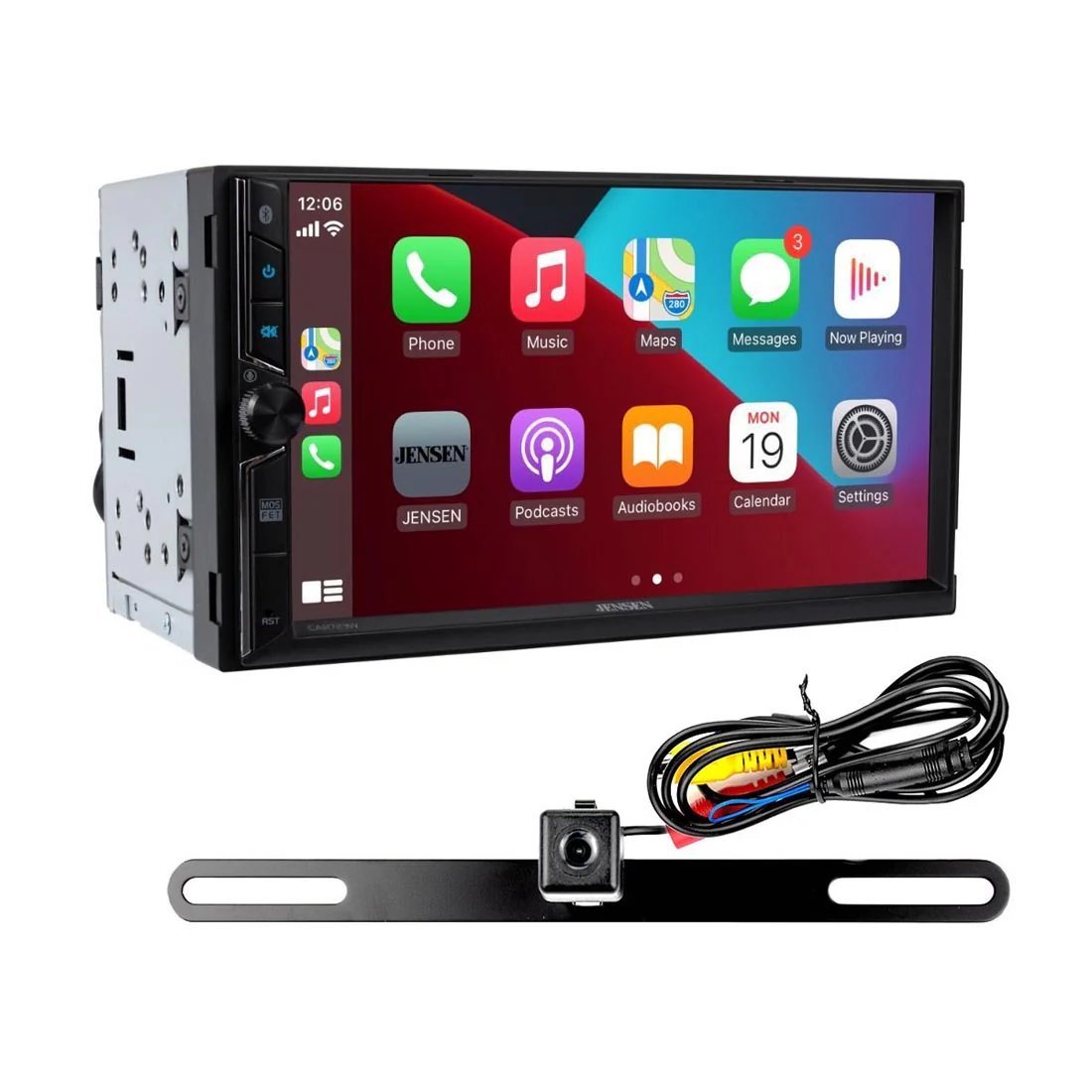 Jensen CAR723W-BC Double DIN Digital Multimedia Receiver with Backup Camera (CAR723WBC)