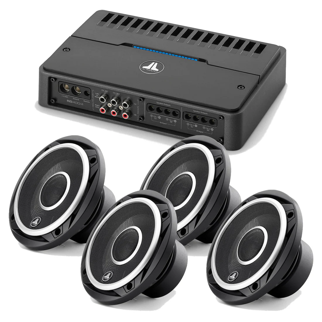 JL Audio RD400/4 4 Ch. Amplifier - #98621 | C2-525X 5.25" Coaxial Speakers (2 Pairs) - #99613 - Bundle