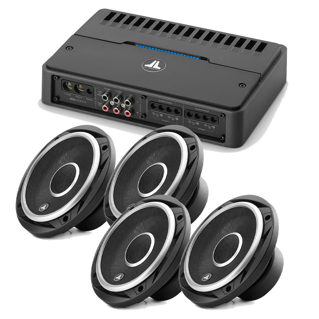 JL Audio RD400/4 4 Ch. Amplifier - #98621 | JL Audio C2-650X 6.5" Coaxial Speakers (2 Pairs) - #99618 - Bundle