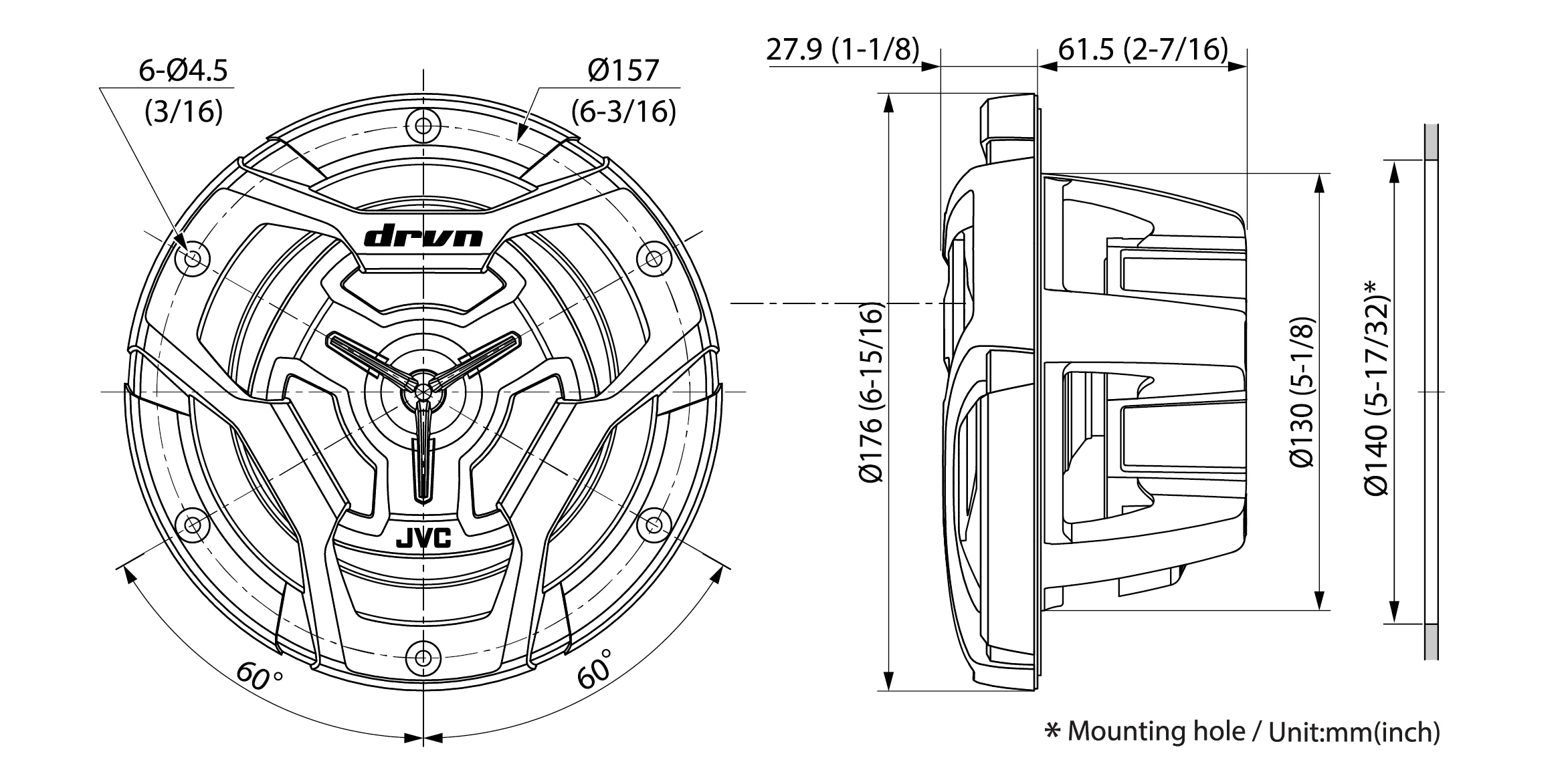 JVC CS-DR6200M 6.5" 2-Way Coaxial Speakers - Black (CSDR6200M) - Image 3