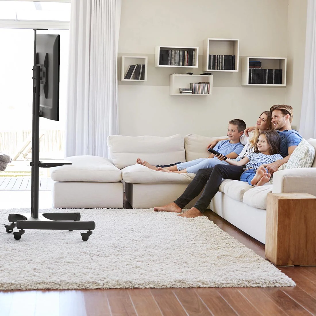 Kanto MTM65PL Rolling TV Cart with Height Adjustment for 37" - 65" TVs - Image 26