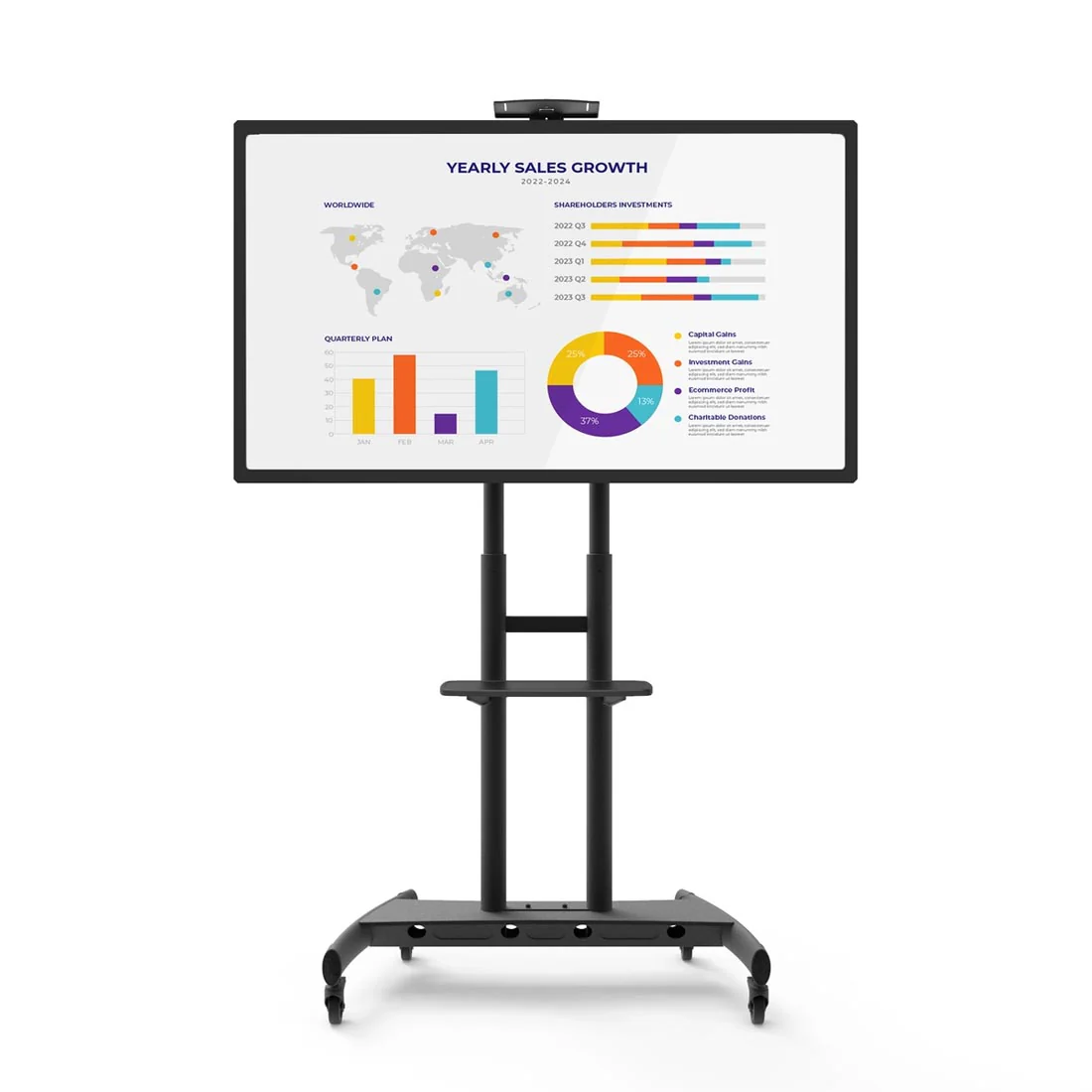 Kanto MTM86PL Rolling TV Cart with Height Adjustment for 55" - 86" TVs - Image 14