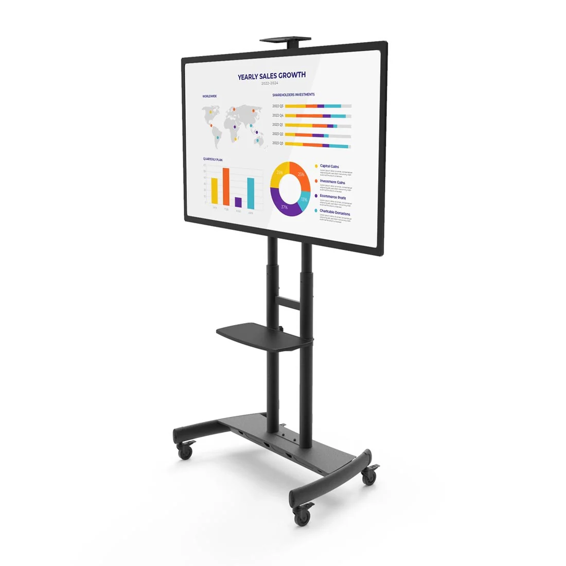 Kanto MTM86PL Rolling TV Cart with Height Adjustment for 55" - 86" TVs - Image 16
