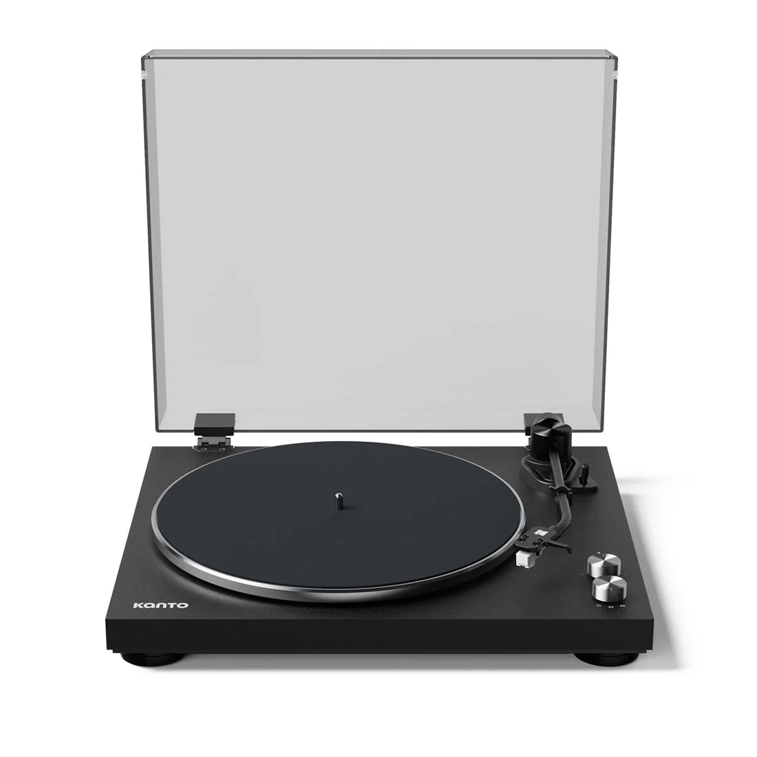 Kanto OBI3VMB Belt Drive Bluetooth Turntable | Onkyo GX-10DBB Compact Powered Bluetooth Bookshelf Speakers - Pair - Black - Bundle - Image 2