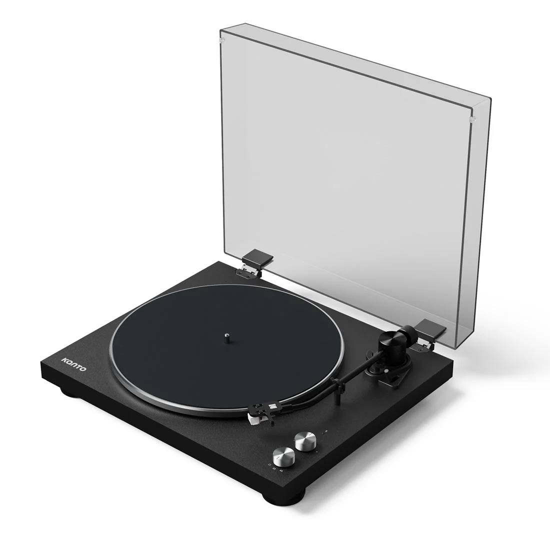 Kanto OBI3VMB Belt Drive Bluetooth Turntable | Onkyo GX-10DBB Compact Powered Bluetooth Bookshelf Speakers - Pair - Black - Bundle - Image 3