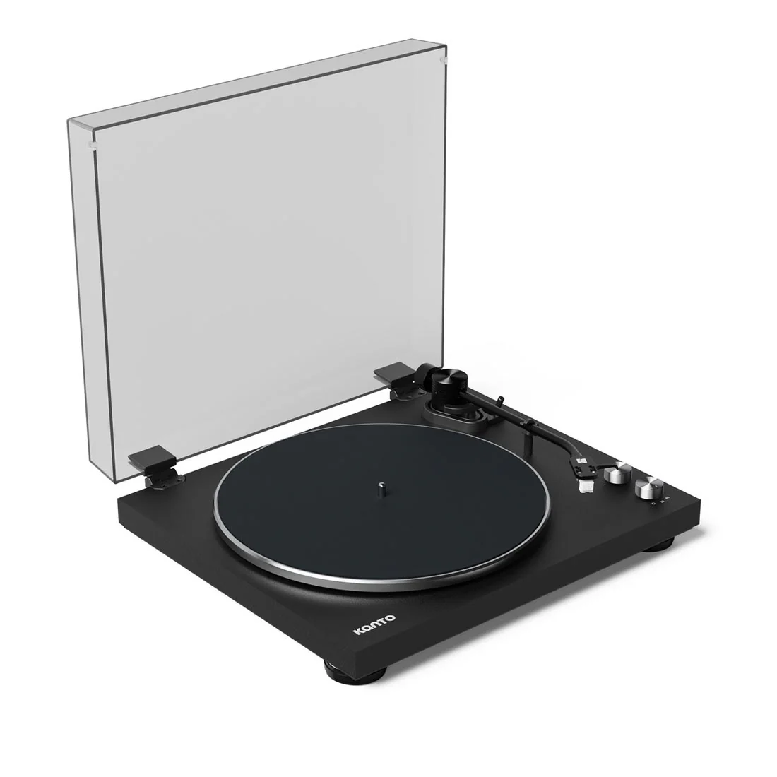 Kanto OBI3VMB Belt Drive Bluetooth Turntable | Onkyo GX-10DBB Compact Powered Bluetooth Bookshelf Speakers - Pair - Black - Bundle - Image 4
