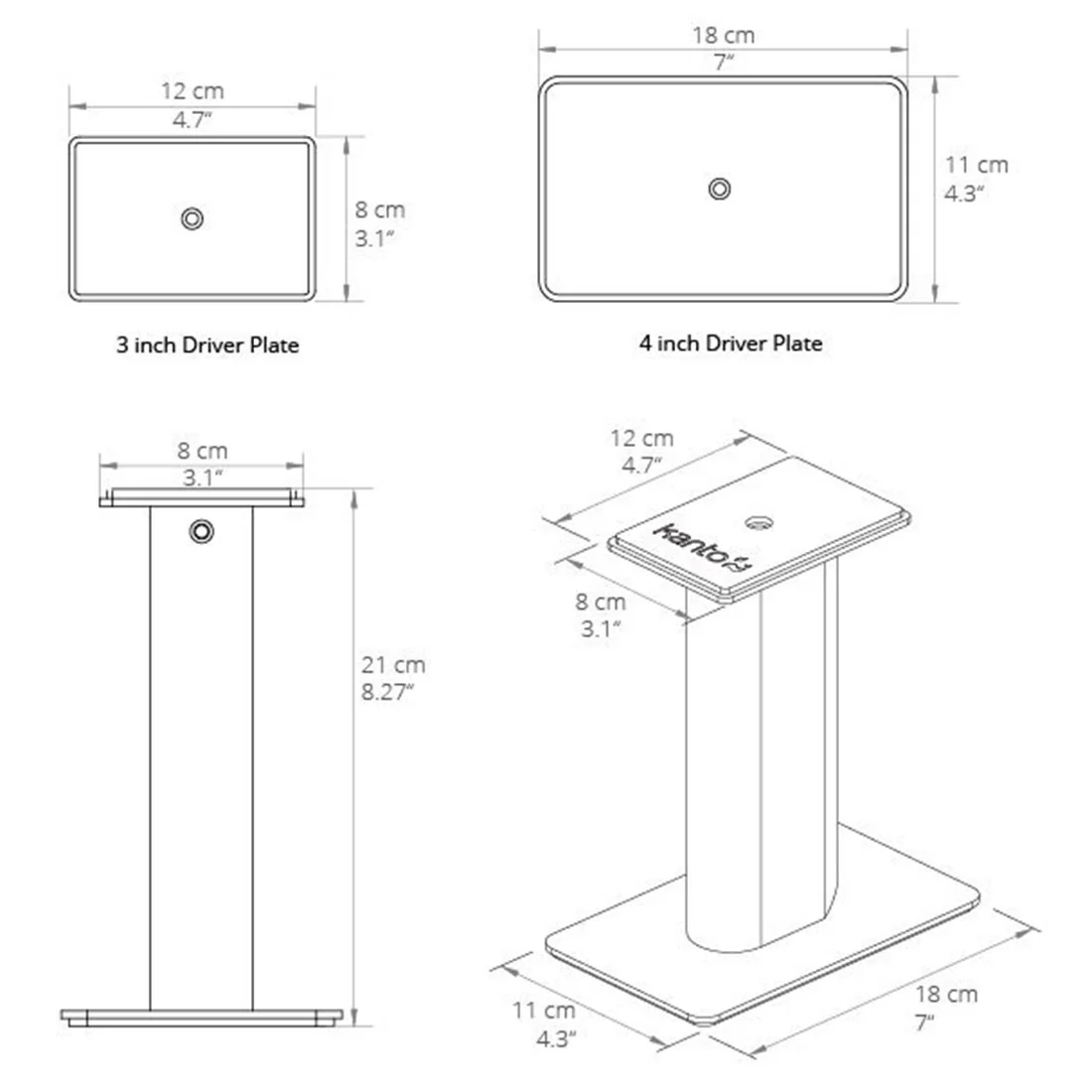 Kanto SP9 9" SP Desktop Speaker Stands - Black (SP9) - Image 5