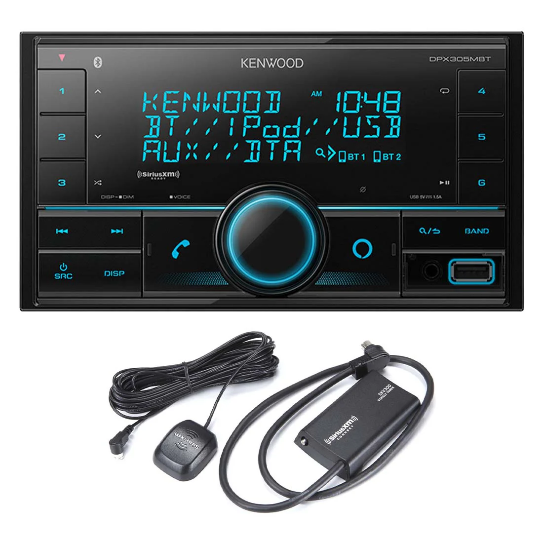 Kenwood DPX305MBT Digital Media Receiver | SiriusXM SXV300V1C Connect Vehicle Tuner Bundle