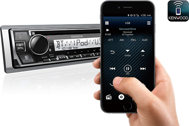 Kenwood KMR-D382BT Marine CD-Receiver with Bluetooth & Conformal Coating (KMRD382BT) - Image 8