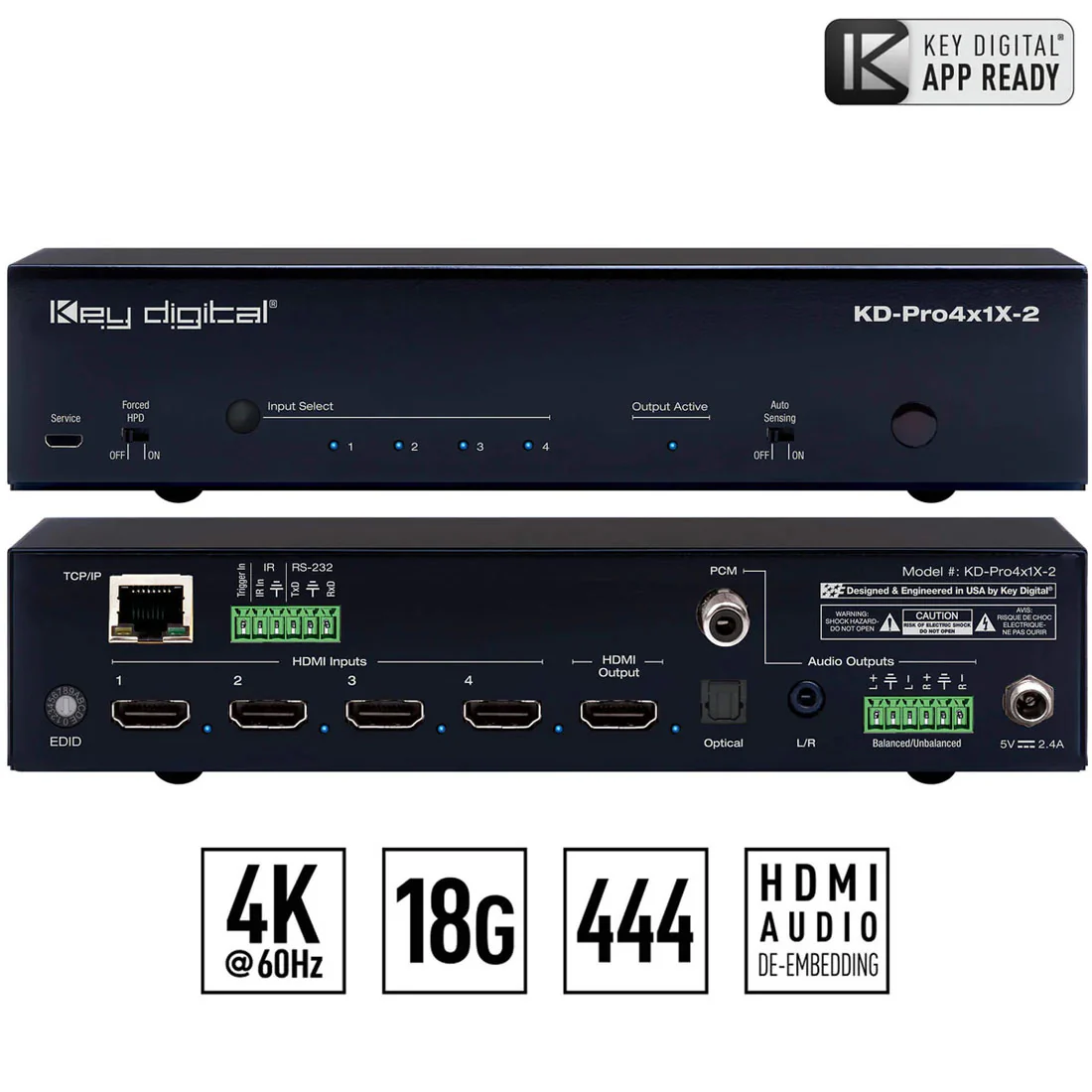 Key Digital KDPRO4X1X2 Input Pro Series HDMI Auto Switcher (KDPRO4X1X2)