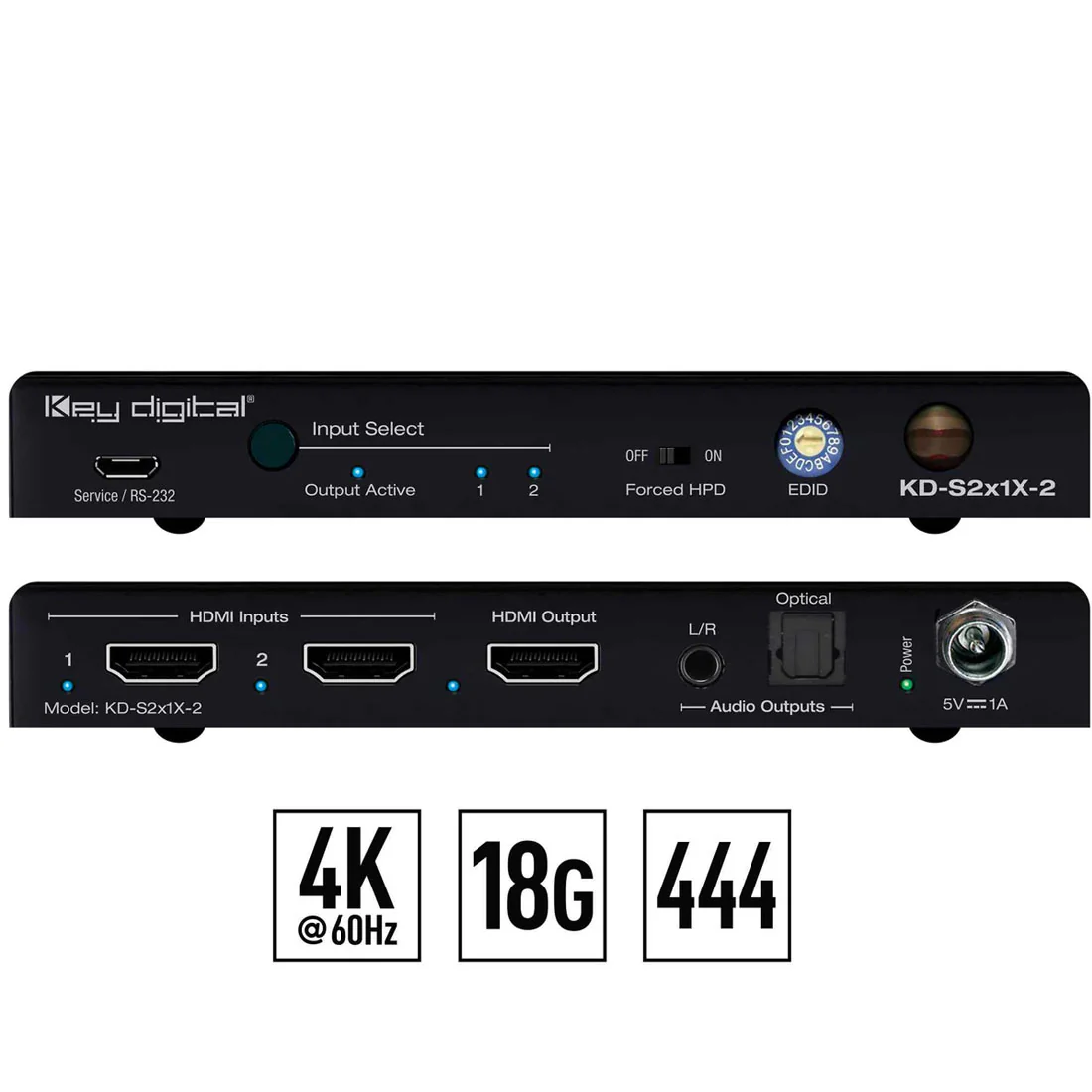 Key Digital KDS2X1X2 Input Slim Series HDMI Switcher (KDS2X1X2)
