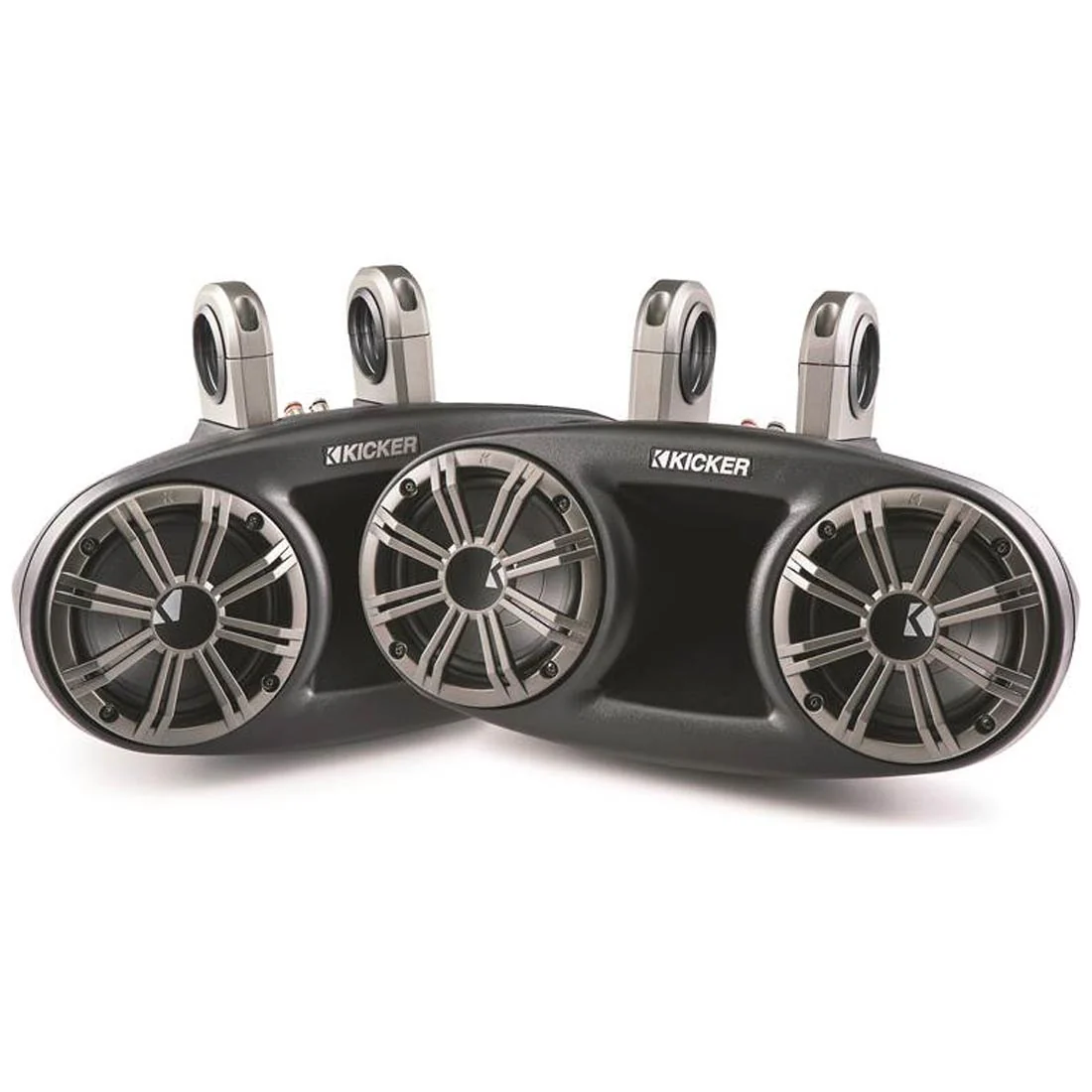 Kicker 41KMT674 Dual 150 Watts Marine Tower Long-Throw Speakers - Black (41KMT674)
