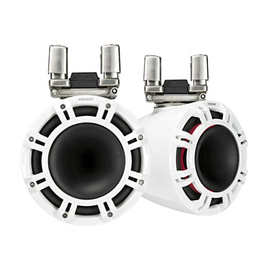 Kicker 44KMTC94W 9" Wakeboard Tower Speakers with LED Grilles and Tube-Clamp Mounting (44KMTC94W)