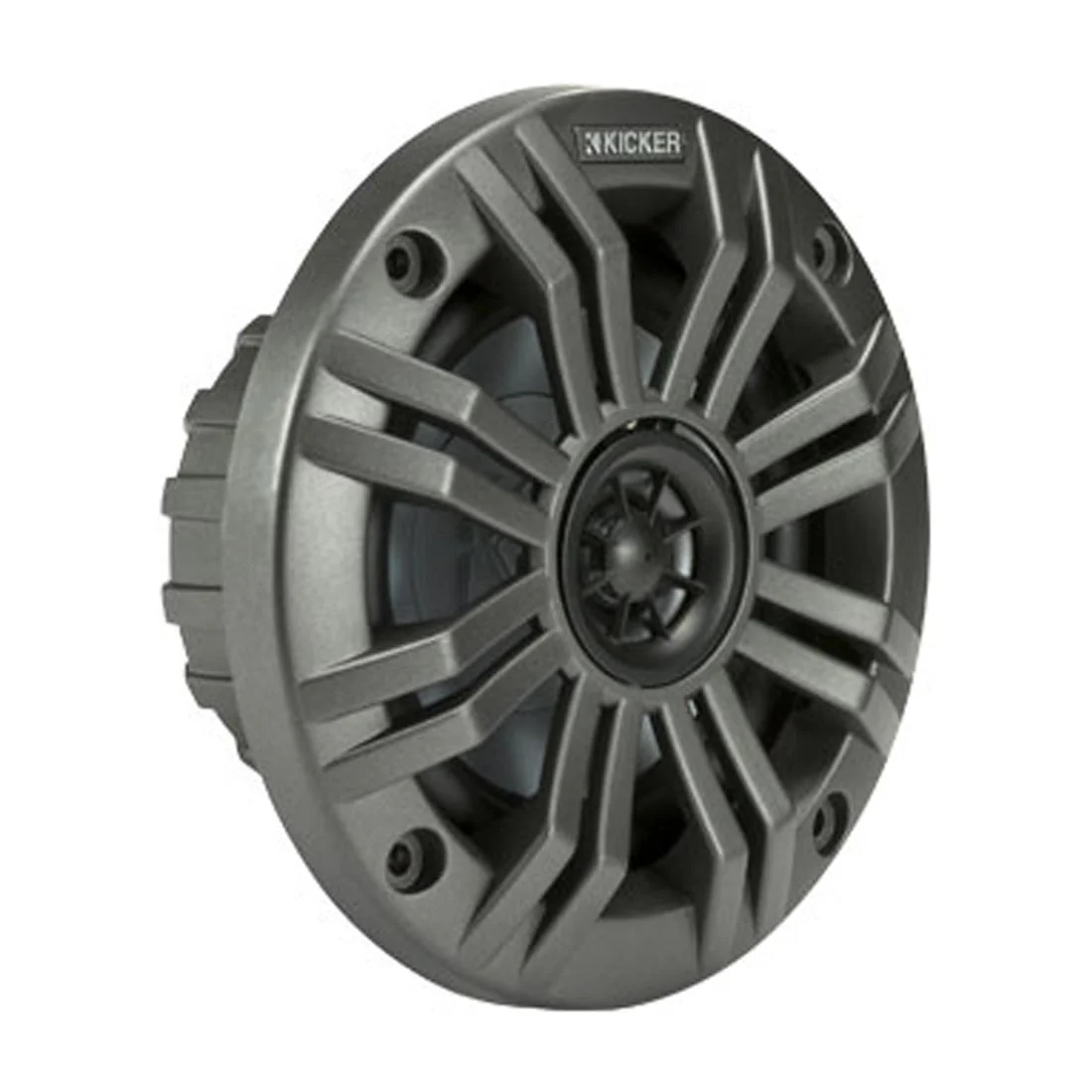 Kicker 45KM44 4" 2-Way 4-Ohm Marine Coaxial Speakers with Charcoal and White Grilles (45KM44) - Image 2
