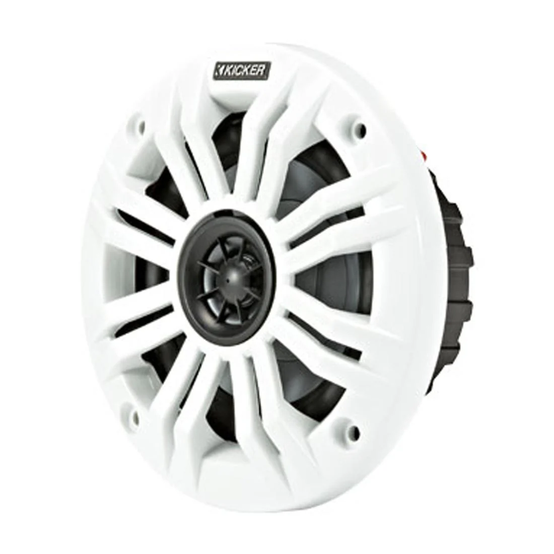 Kicker 45KM44 4" 2-Way 4-Ohm Marine Coaxial Speakers with Charcoal and White Grilles (45KM44) - Image 3