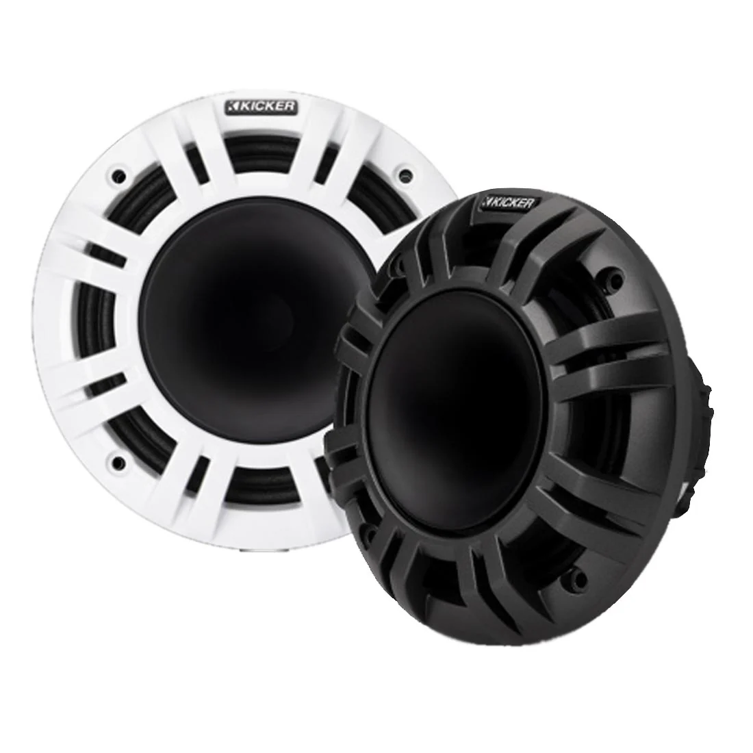 Kicker 48KMXL654 6.5" Coaxial Marine Speakers with White and Charcoal Grilles (48KMXL654)