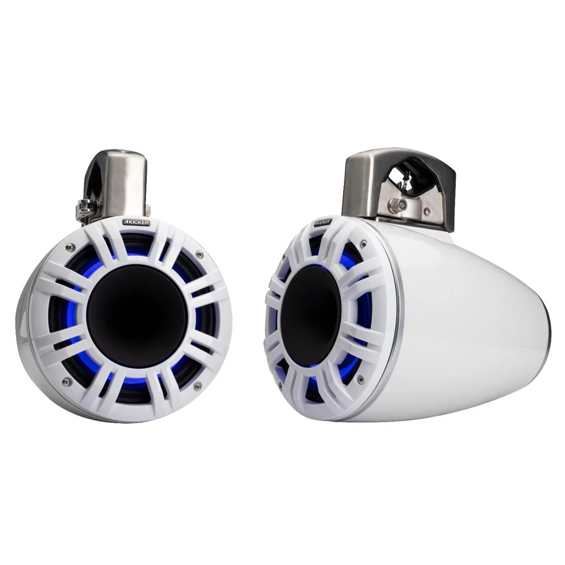 Kicker 51KMTCXL65W 6.5" Marine Wakeboard Tower Speakers with RGB Lighting - White