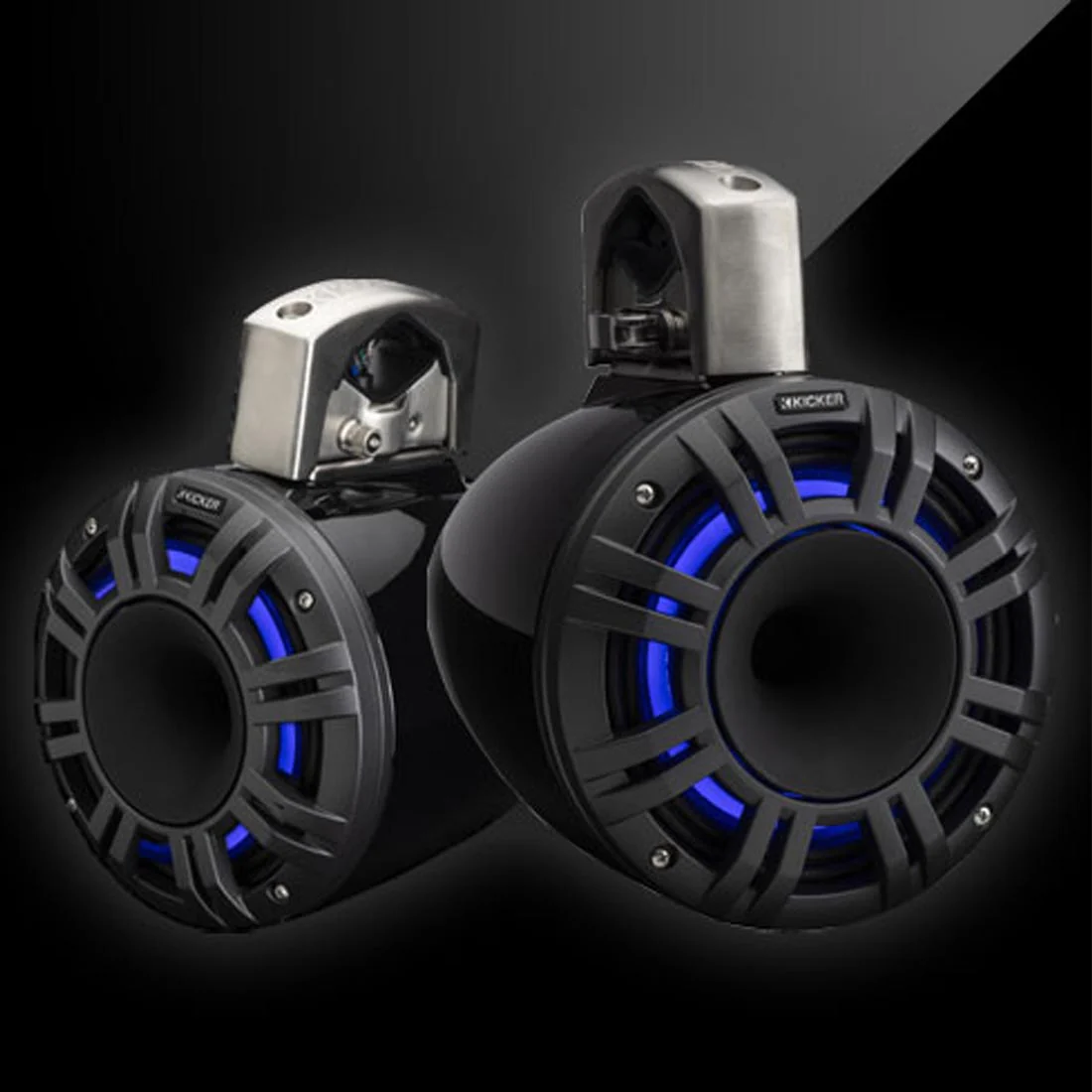 Kicker 51KMTCXL8 8" Marine Wakeboard Tower Speakers with RGB Lighting - Black - Image 3