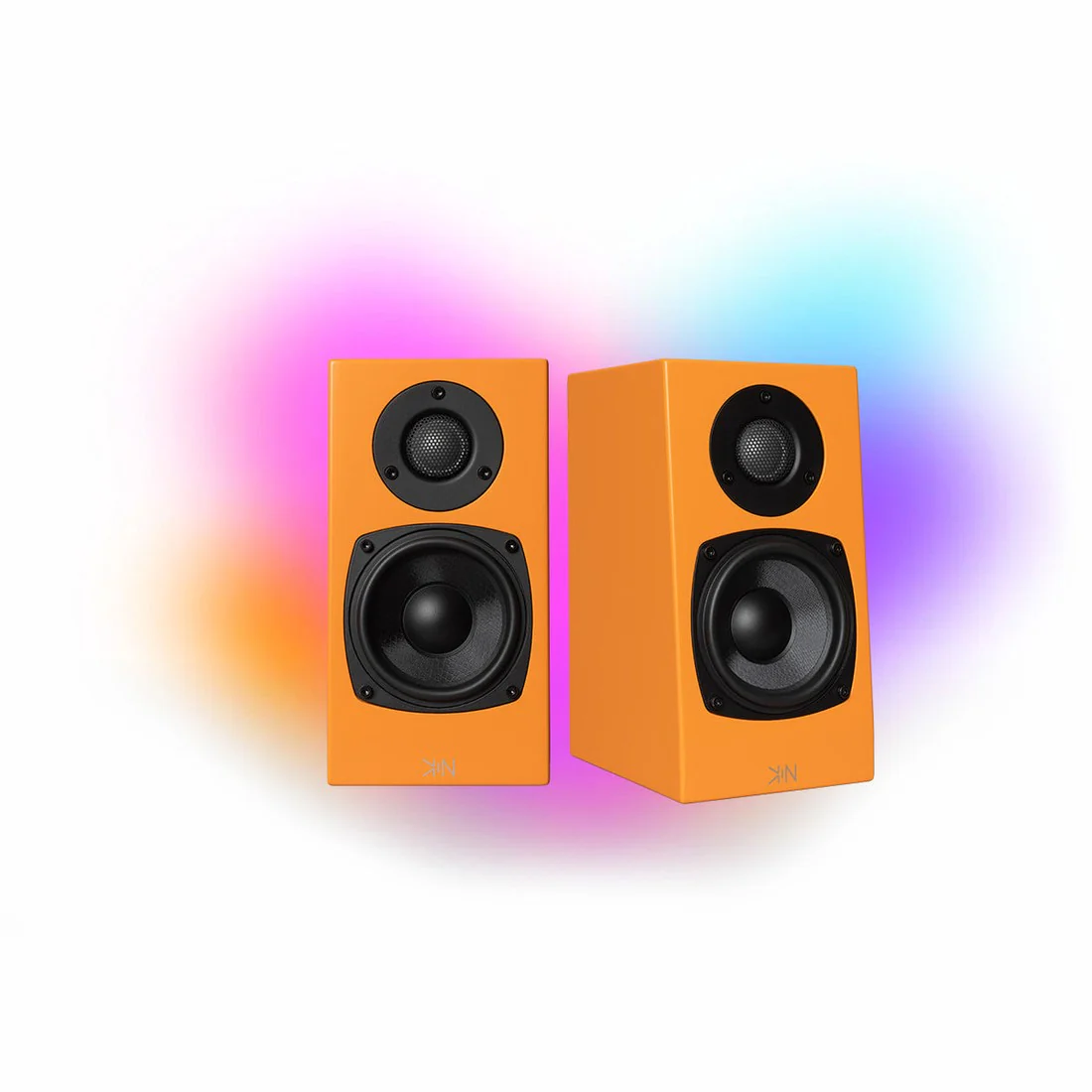 KIN One Bookshelf Speakers - Orange - Pair | KIN Amp Bluetooth Stereo Amplifier - White - Bundle - Image 2