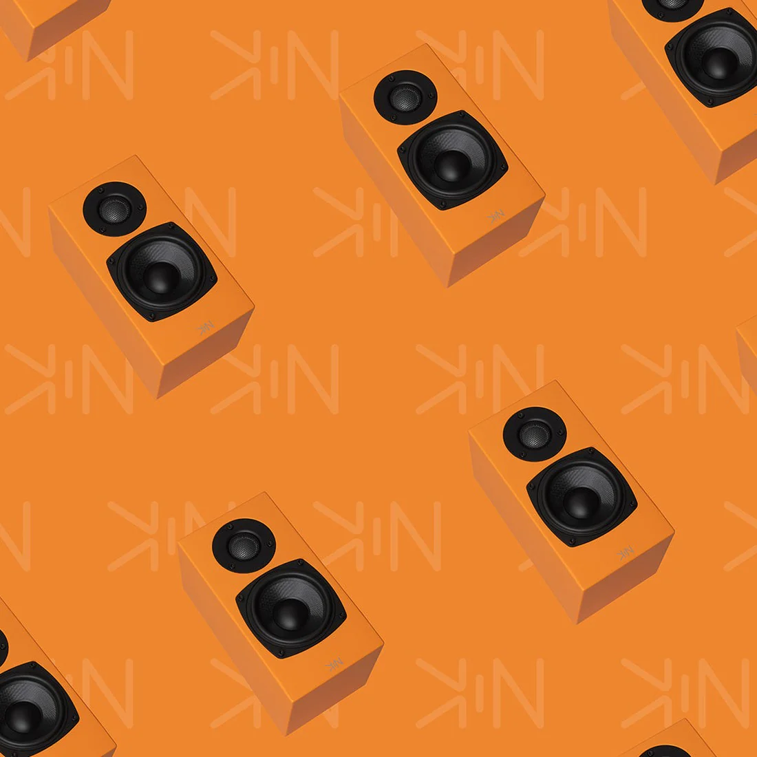 KIN One Bookshelf Speakers - Orange - Pair | KIN Amp Bluetooth Stereo Amplifier - White - Bundle - Image 3