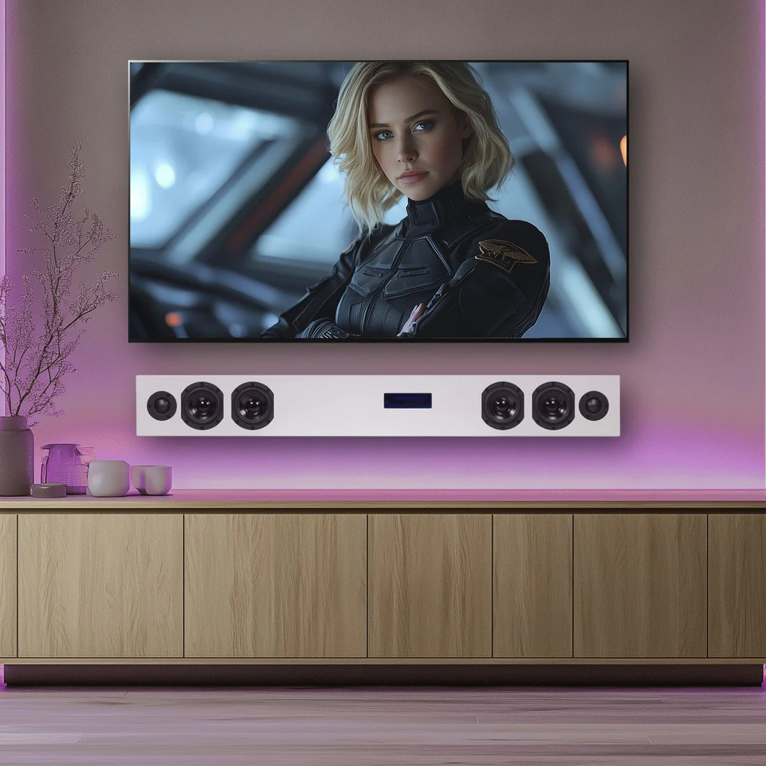 KIN Play Sound Bar II Active Soundbar Speaker | KIN Sub 10 Powered 10" Subwoofer - White - Bundle - Image 5