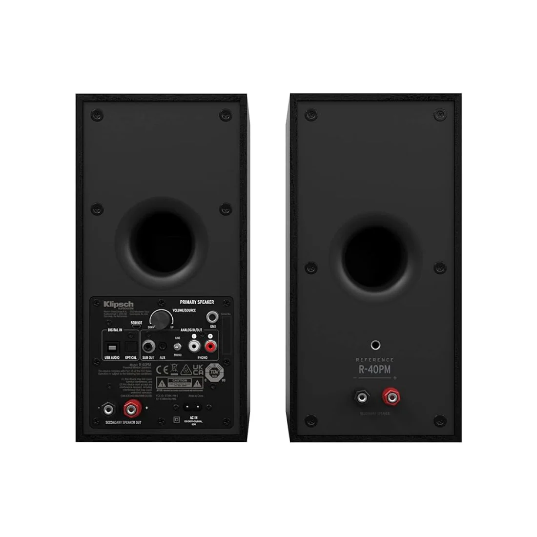 Klipsch R40PM Reference 4" Two Way Powered Bookshelf Speakers - Black - Pair - Image 3