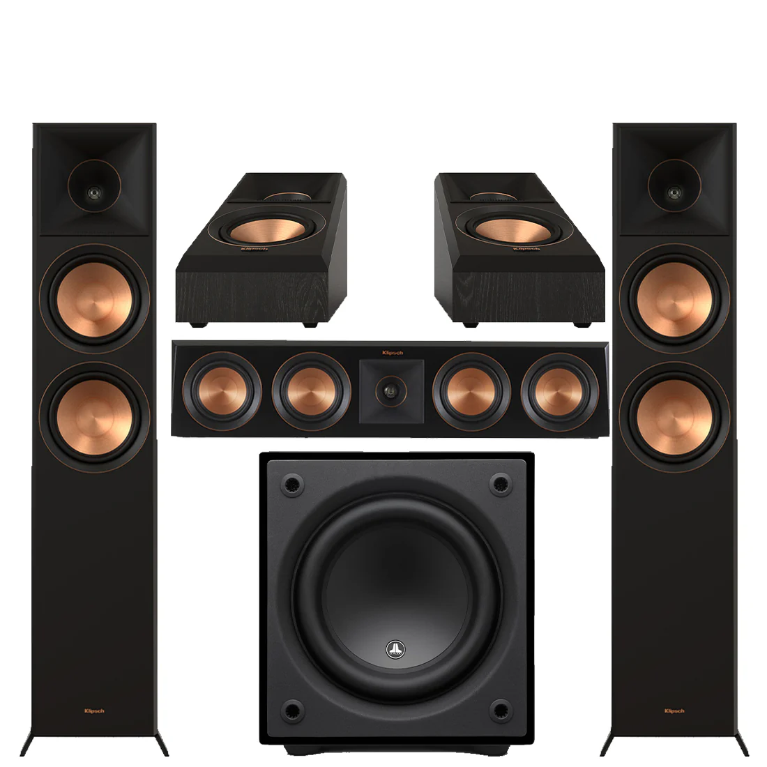 Klipsch RP-6000FBII Reference Premier MK-II 5.0 Speaker Bundle #4 | JL Home Audio D110-GLOSS Dominion 10" Powered Subwoofer- #96281 - Bundle